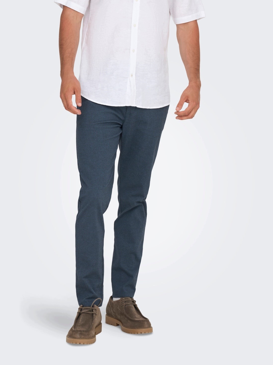 Only & Sons Modré Kantové Chino Kalhoty S Bavlnou 33/32 7FA
