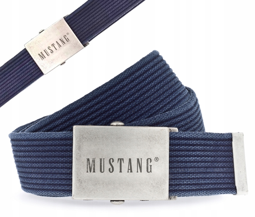 Pásek pánský Ke Kalhotám Parciany Mustang Tmavě modrý, upínací, celková délka 124 cm