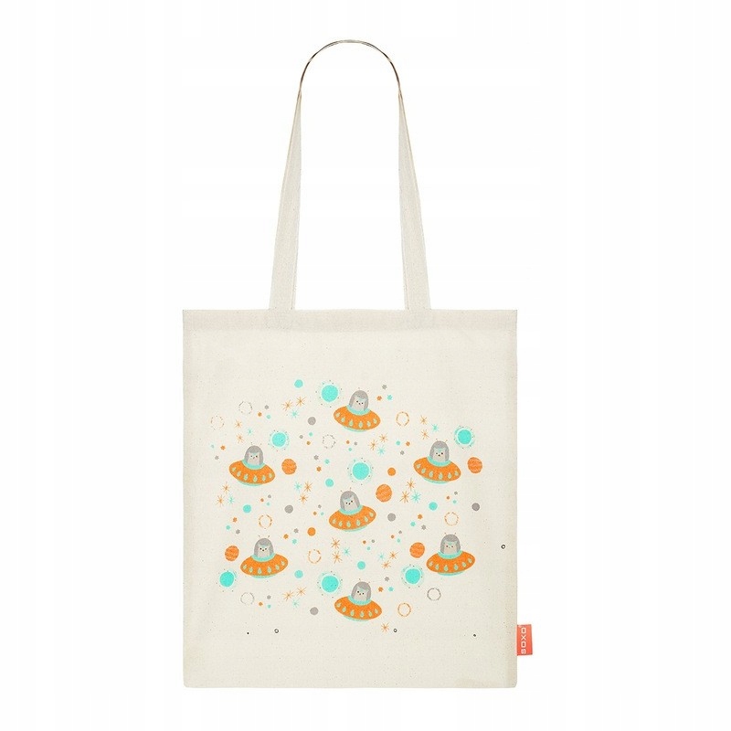 TORBA ZAKUPY SOXO BAWEŁNA SHOPPER KOT W KOSMOSIE KOTKI W STATKACH UFO
