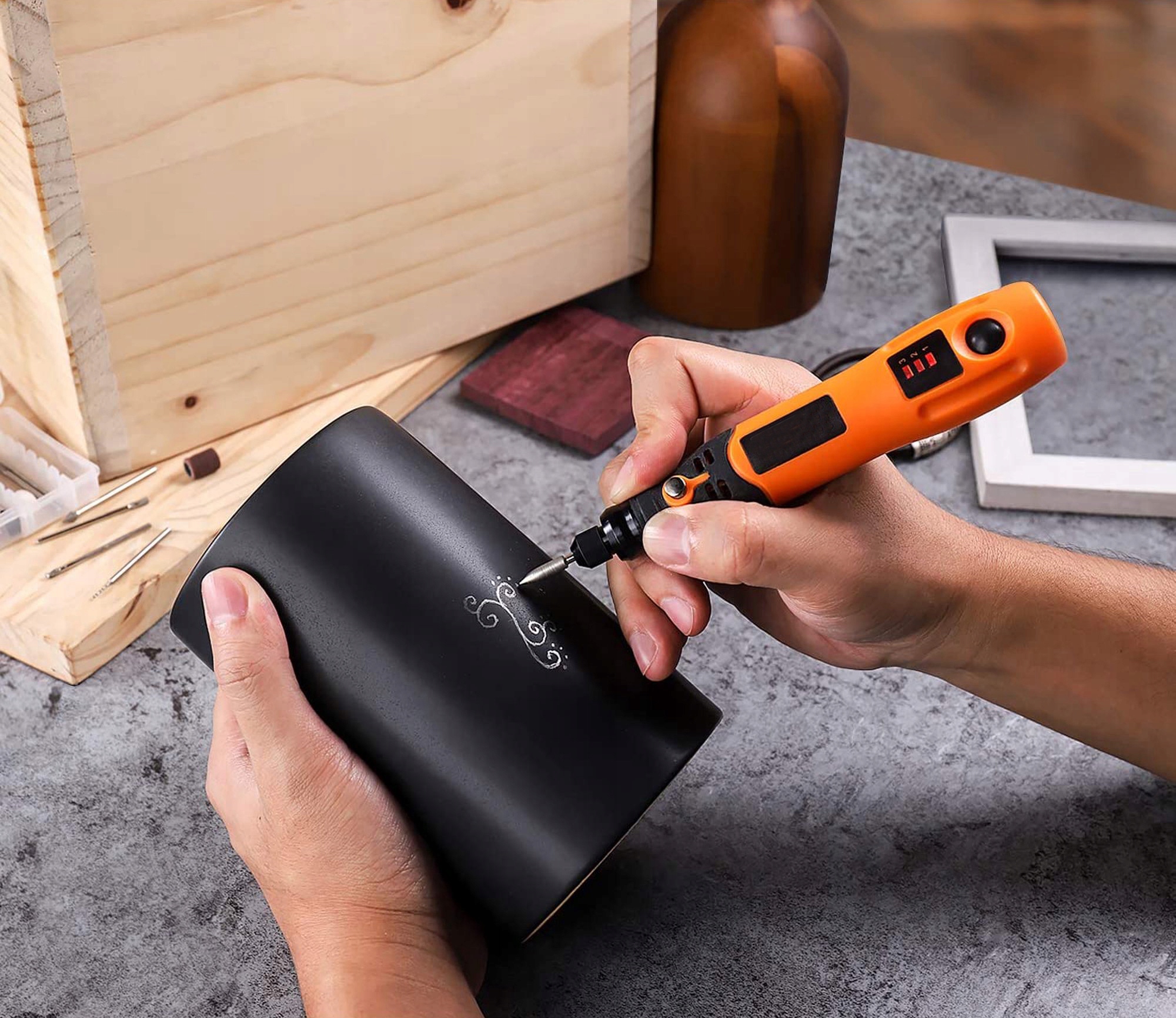 Akumulatorowa MINI szlifierka precyzyjna Multitool USB 15000RPM + 32akcesor Marka Hilda