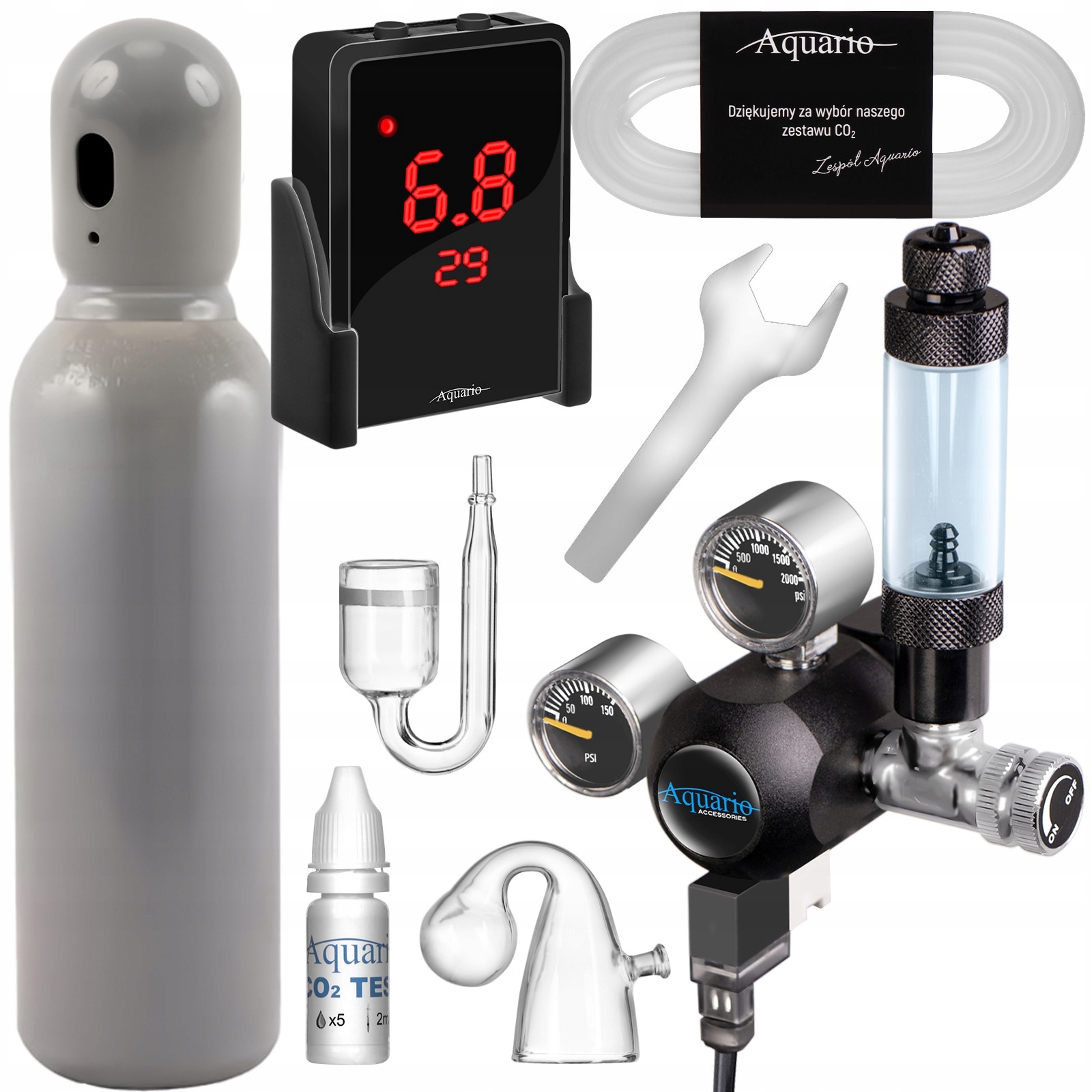 Sada CO2 S 8L Lahví: Reduktor Elektoventil Difuzér Počítač Ph Aquario