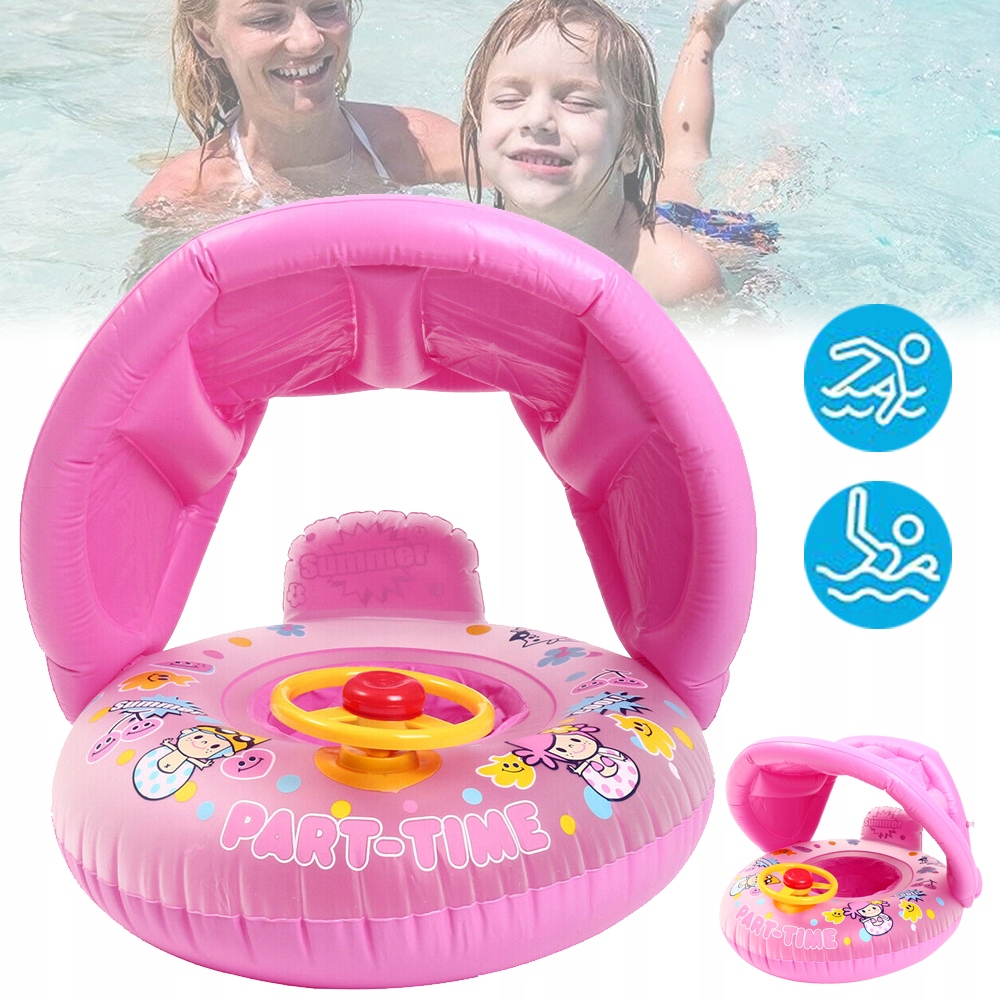 KOŁO DO PŁYWANIA DLA DZIECI, POMOC W PŁYWANIU Z OCHRONĄ PRZED SŁOŃCEM