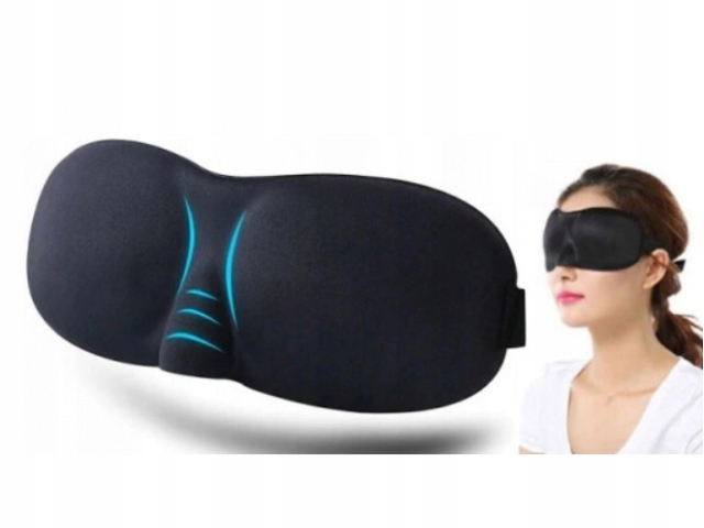 Akių kaukė miegui, 3D, šviesą blokuojanti, reguliuojama, kelionėms, juoda, vakaro ritualui nuotrauka 10