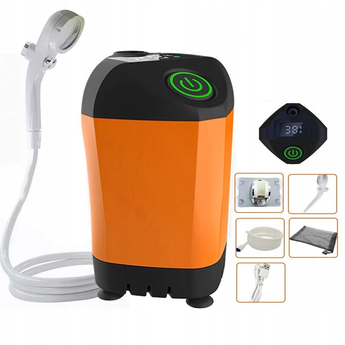Přenosná Sprchová Pumpa 4800 Mah S Filtrem Vody, Oranžová