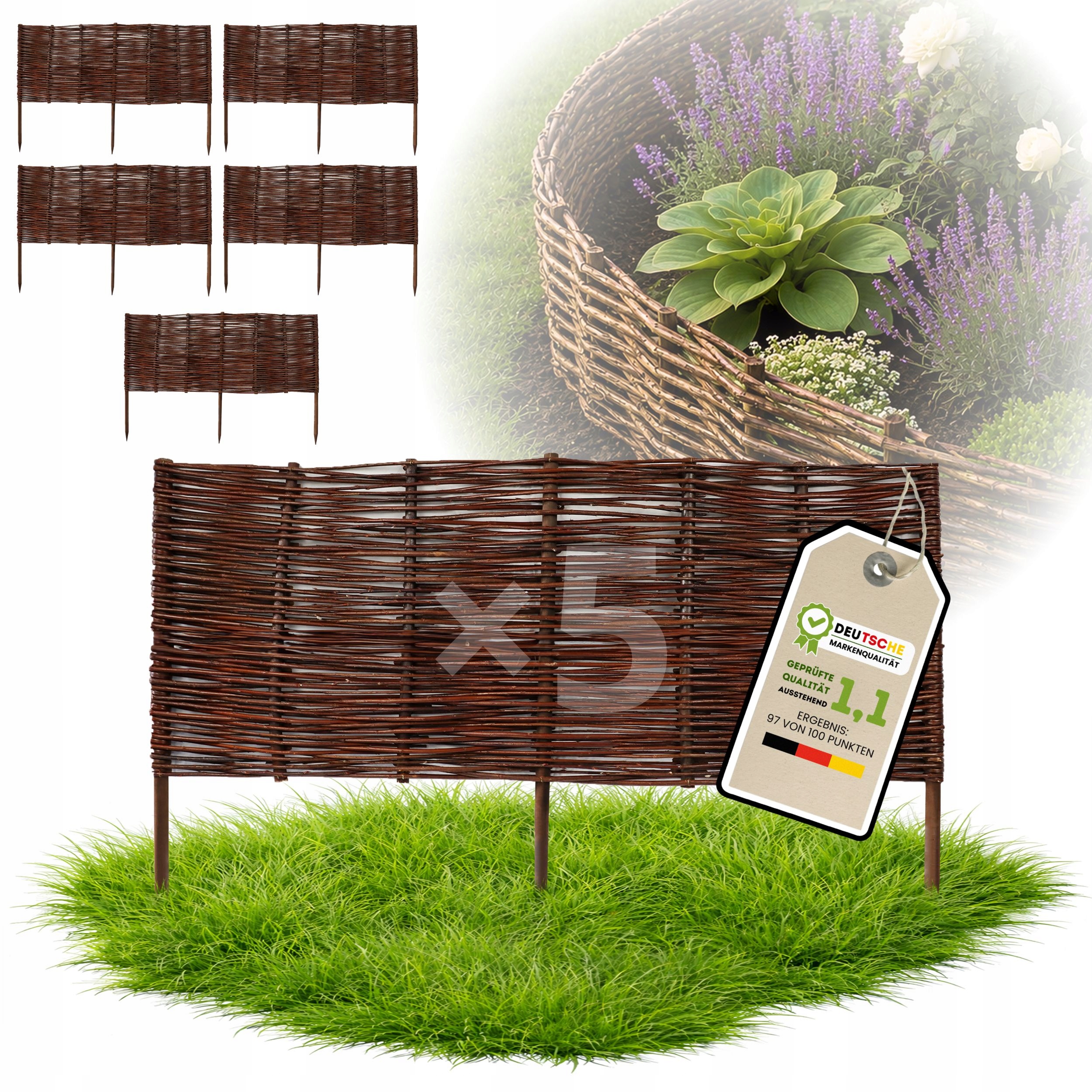 5 kusů Palisáda, plot trávníkový lem 40/100 cm Výrobce