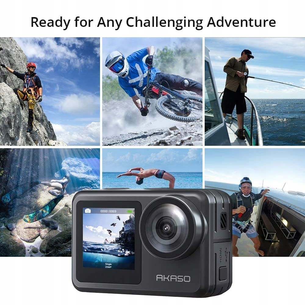 AKASO Kamera Sportowa 4K 30FPS 20MP Wodoodporna 40M EIS WiFi Touchscreen — miniatura 6