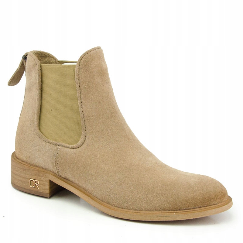 Carinii B4074 Kotníkové Boty Dýky Kůže Semiš Béžová