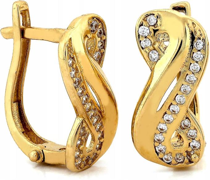 Náušnice zlaté 585 symbol nekonečna anglické efektní se zirkony
