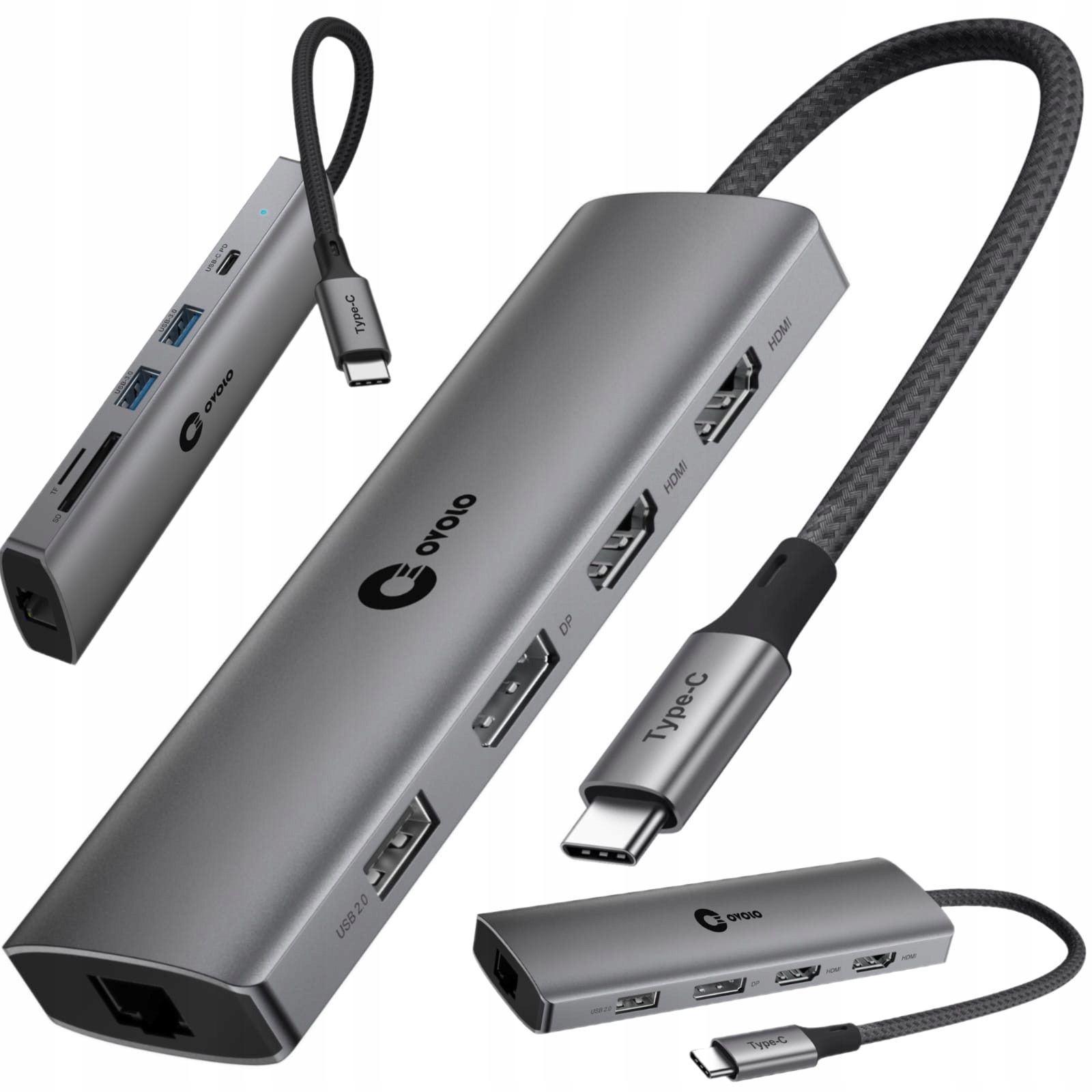 Hub Dual Monitor Usb-c 2xHDMI 4K DisplayPort Lan Ethernet do Laptopa Asus