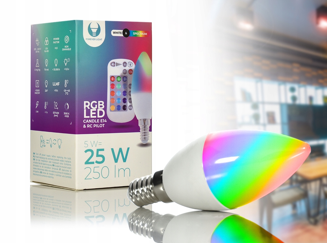 INTELIGENTNA SMART ŻARÓWKA LED RGB E14 5W + PILOT Stan opakowania oryginalne