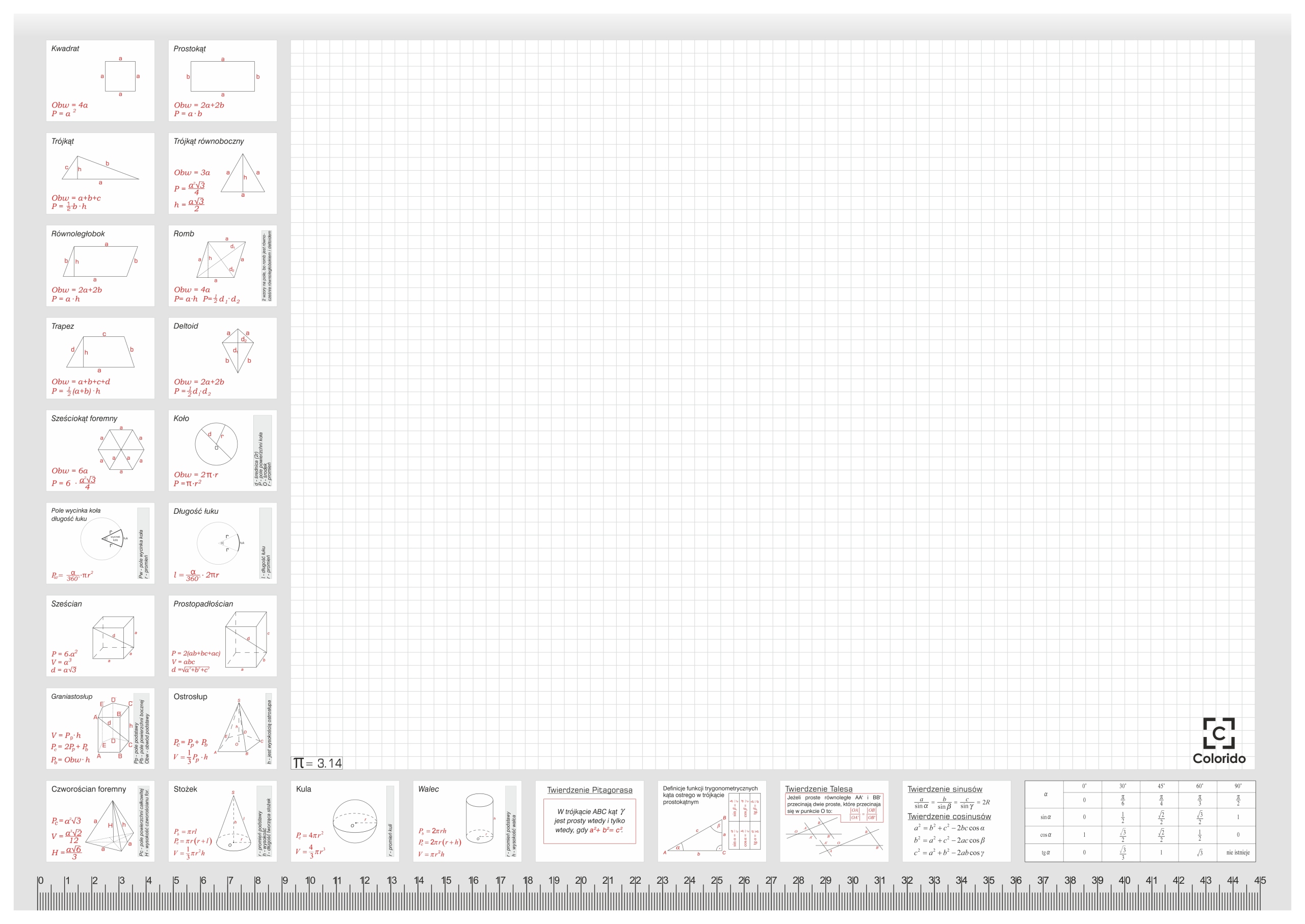

Biuwar szkolny dziecięcy matematyka notes biurko