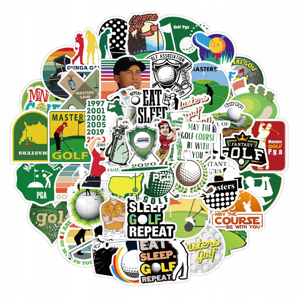 NAKLEJKI WLEPY WODOODPORNE ZESTAW MIX GOLF 50szt Marka Inna