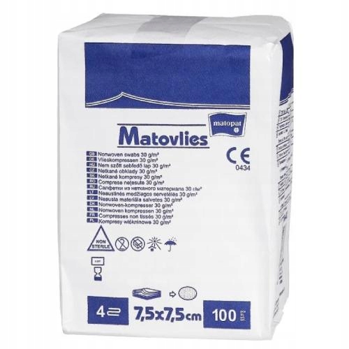

Kompresy z włókniny Matovlies niejałowe 7,5 x7,5cm