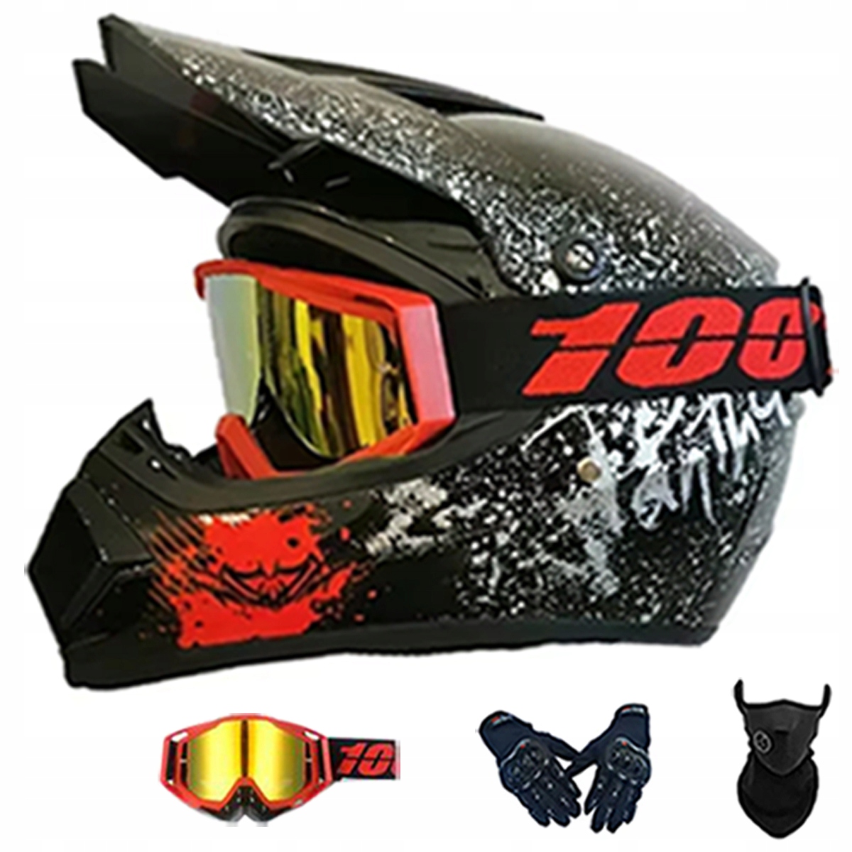 Motocyklová Přilba Lehká Enduro Quada Brýle Rukavice Maska M
