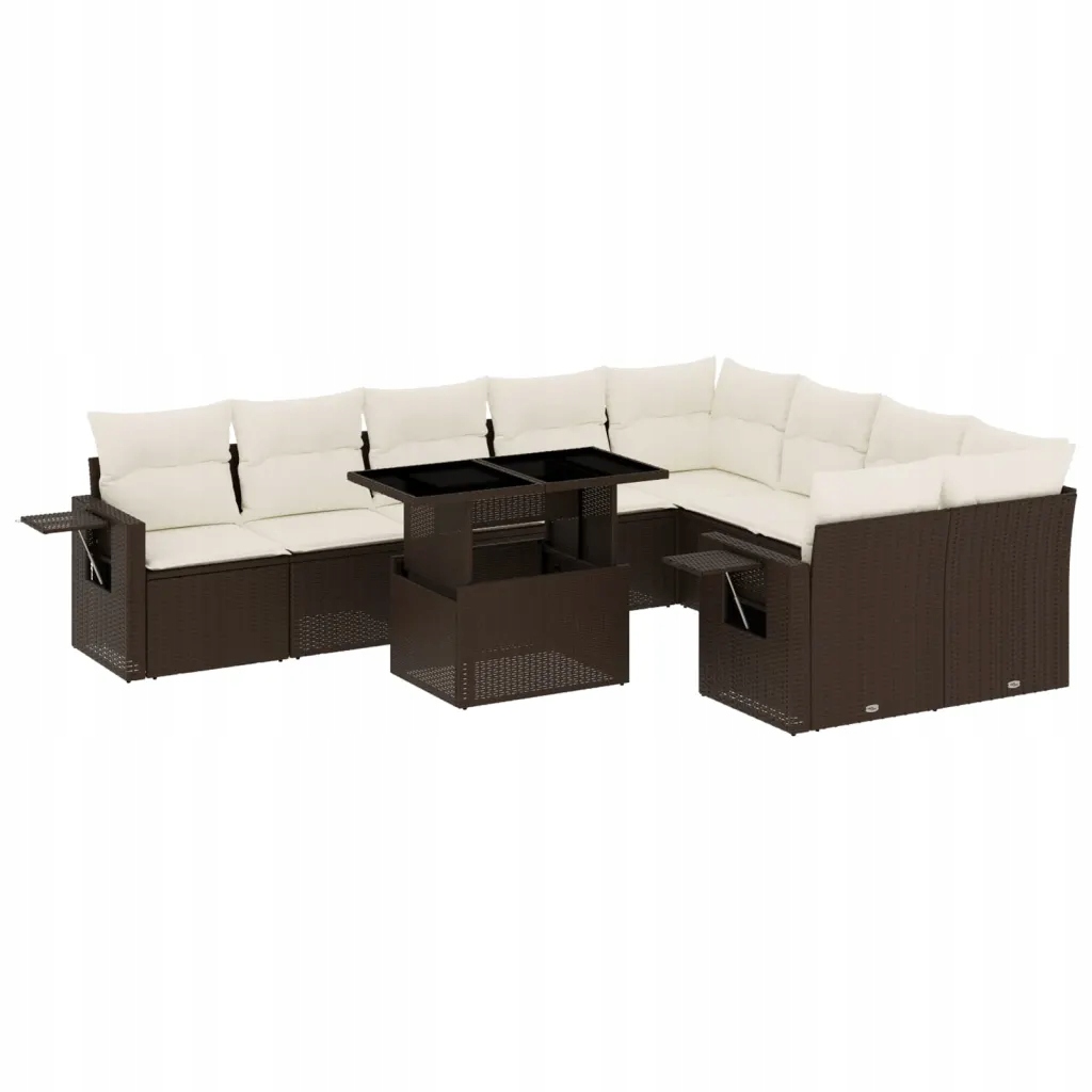 Zahradní nábytek set hnědý s polštáři, rozměry: 62x62x69 cm, 55x62x