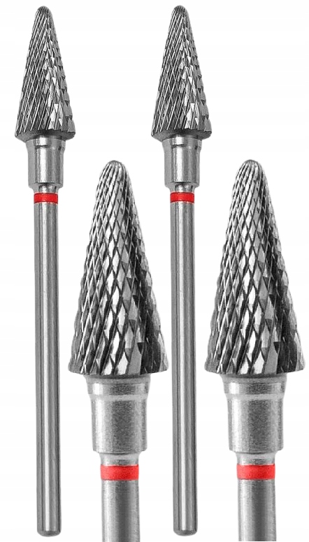 2 kusy Staleks Fréza ze slinutého karbidu Kužel červený Průměr 6 mm