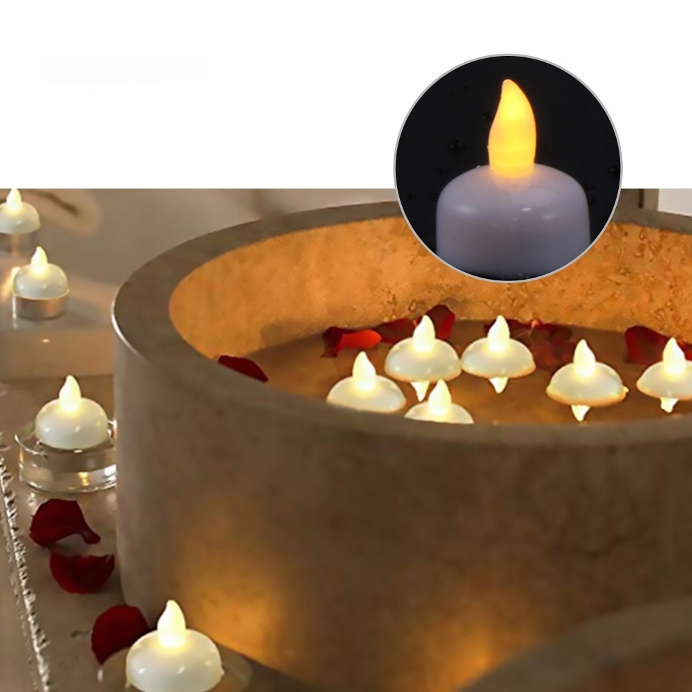 12 SZTUK BIAŁYCH PŁYWAJĄCYCH LED ŚWIECZEK WODOODPORNYCH