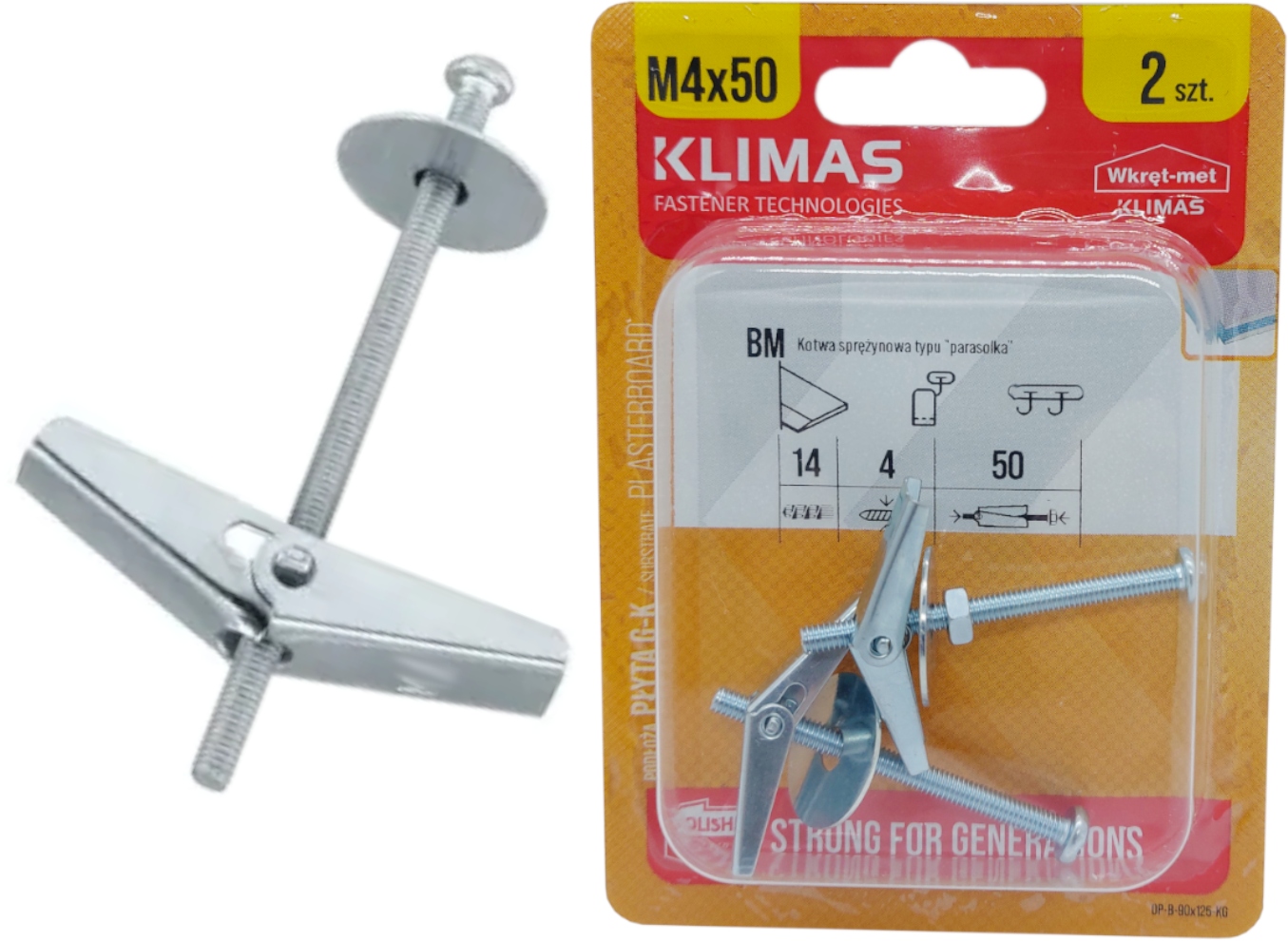 Kotwy sprężynowe parasolka M 4x50 2 sztuki