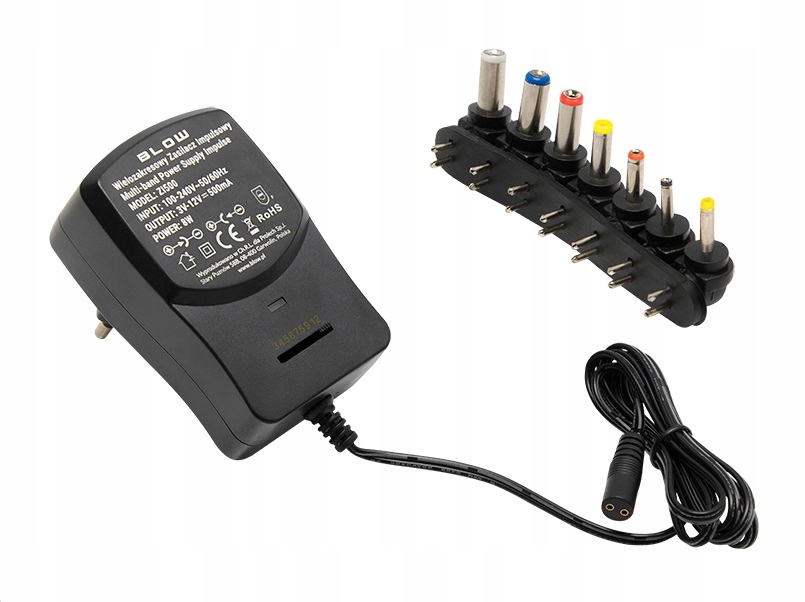 ZASILACZ IMPULSOWY UNIWERSALNY 7 KOŃCÓWEK 8W 0,5A REGULOWANY WIELOZAKRESOWY