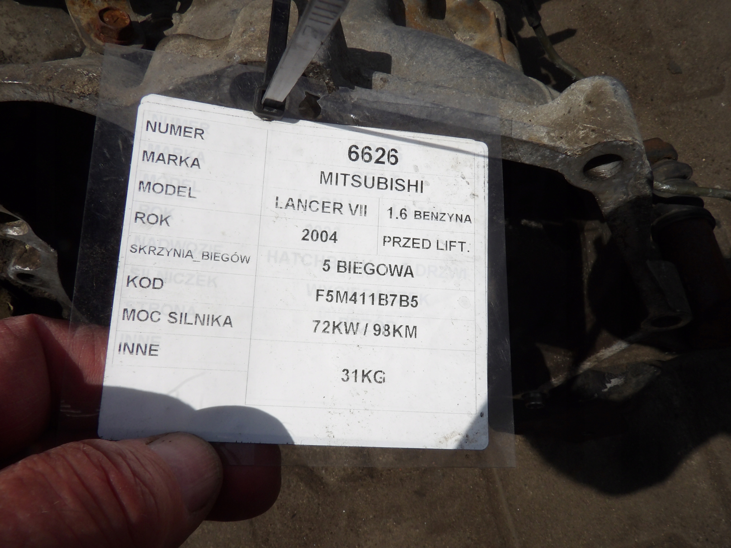 Mitsubishi Lancer VII 1,6 - 98km CAMBIO F5M411B7B5