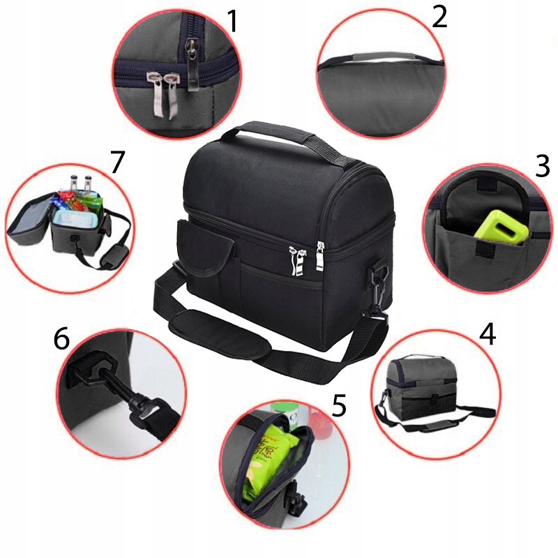 TORBA TERMICZNA IZOLACYJNA WODOODPORNA KUFEREK PASEK LUNCH BOX CZARNA 8 L Marka Denuoniss
