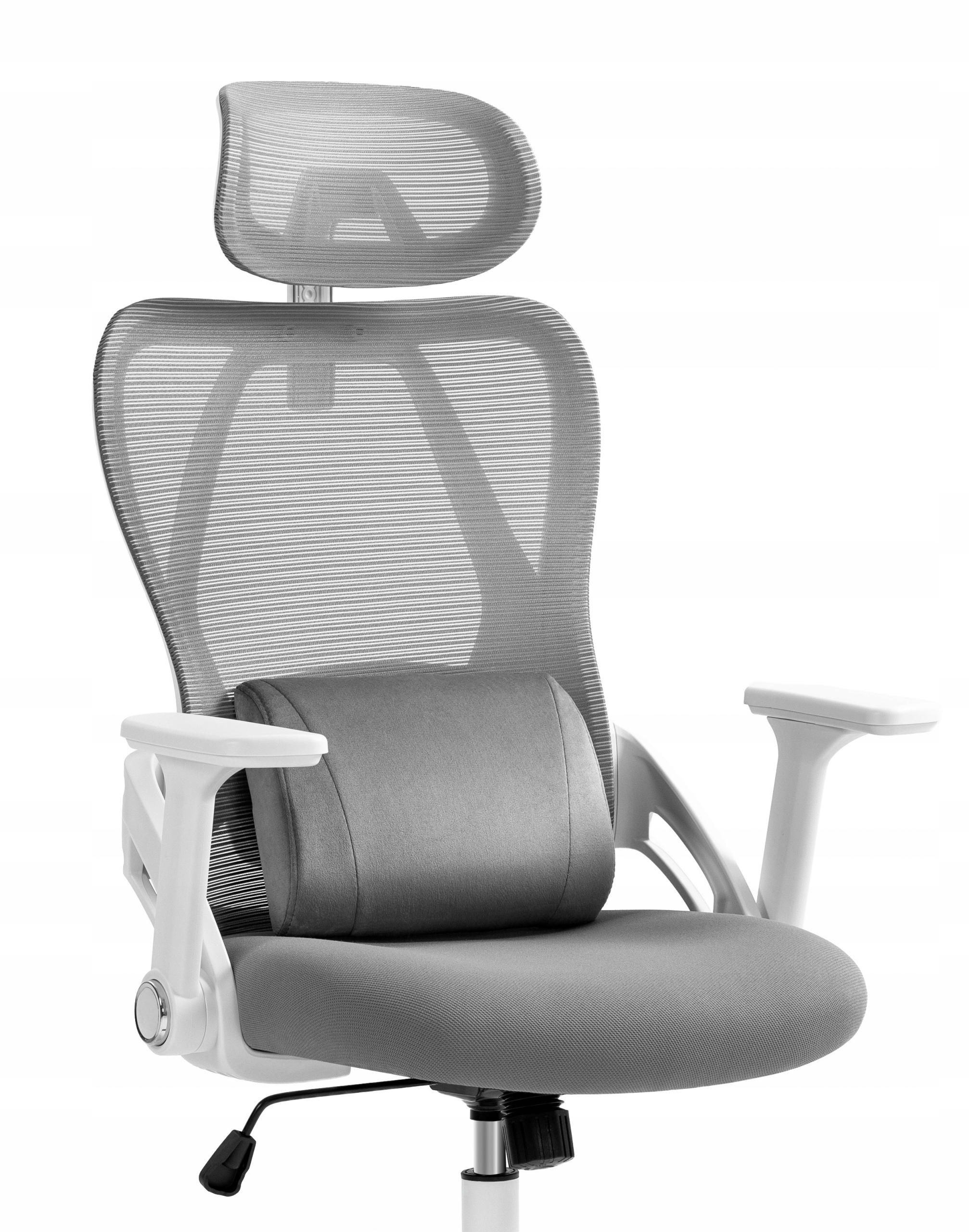 FOTEL BIUROWY MATERIAŁOWY CABRO C507 SZARO- BIAŁY TKANINA