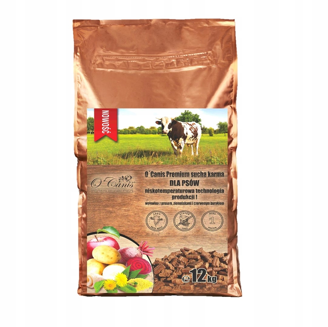 O'Canis Premium suché krmivo pro psy s hovězím masem, prosem, bramborami a červy