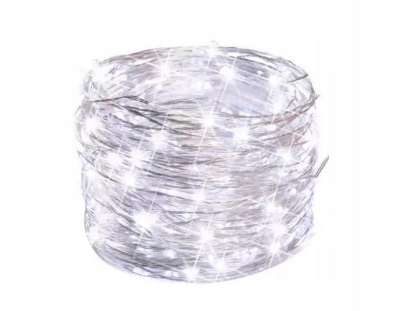 LAMPKI 50 LED NA BATERIE DRUCIK ZIMNE BIAŁE