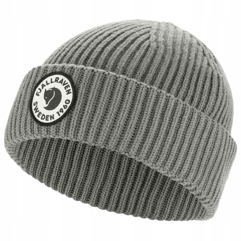 Čepice zimní dokerka Merino vlna Fjallraven 1960 Lite Logo Hat šedá