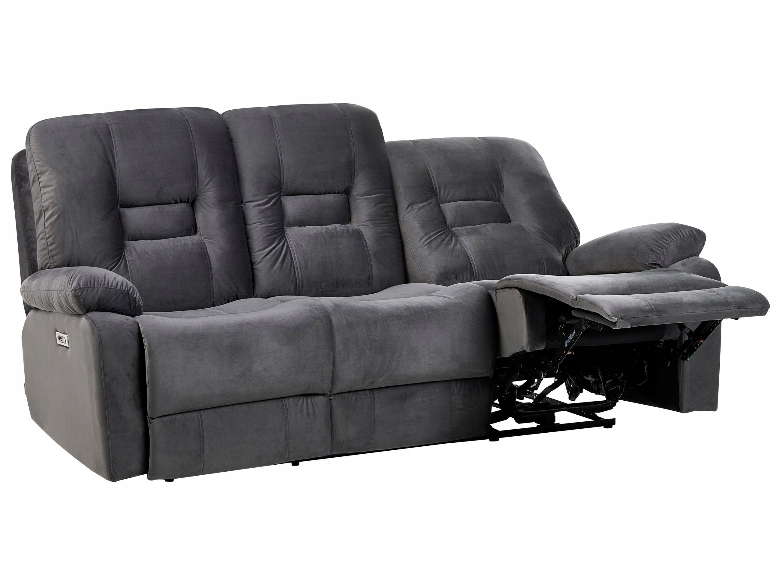 Sofa rozkładana welurowa ciemnoszara