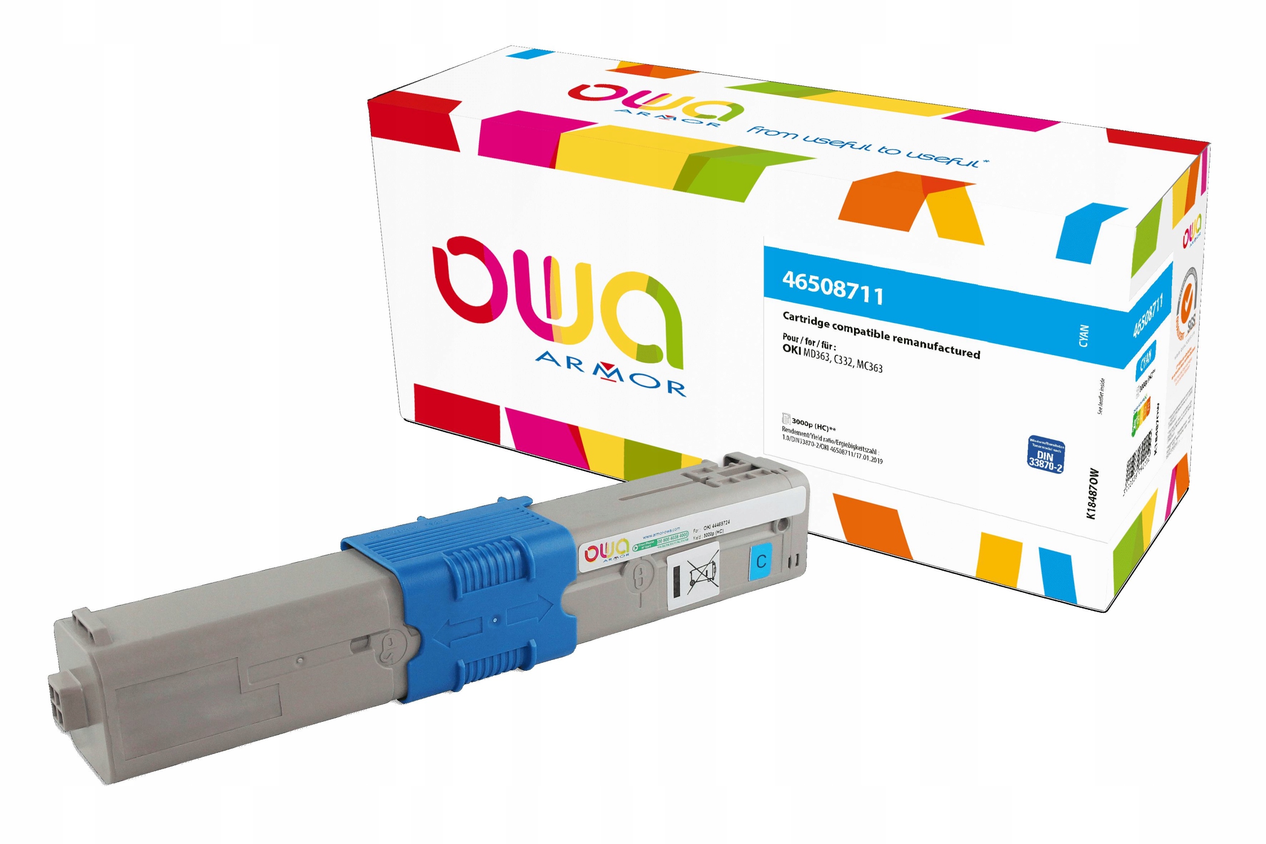 Owa Armor toner kompatibilný s Oki 46508711, 3000st, modrá/ cyan K18487OW