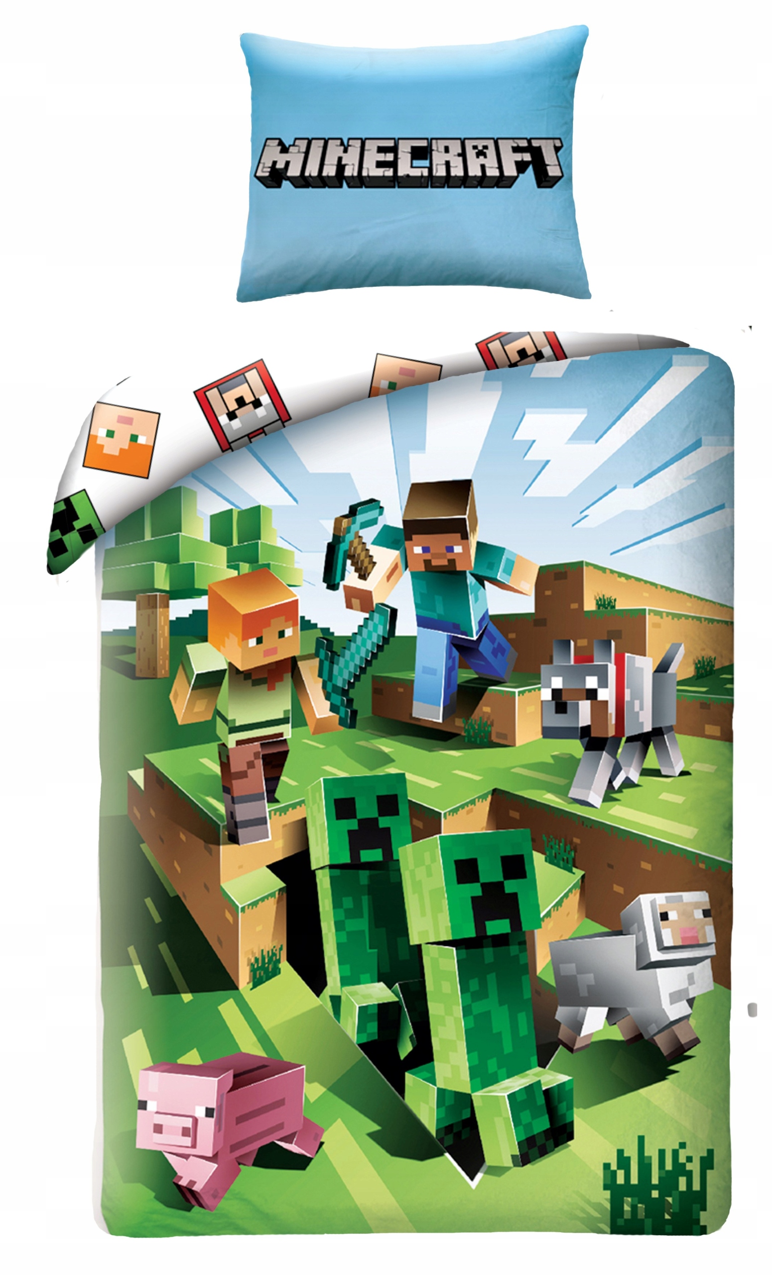 BAVLNENÉ OBLIEČKY MINECRAFT 140 X 200 CM ALEX STEVE PIG