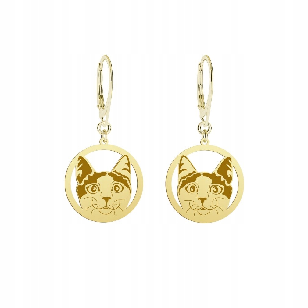 Náušnice Zlaté s Japonskou kočkou Bobtail 925 Dárek Žena Šperky Gravírování