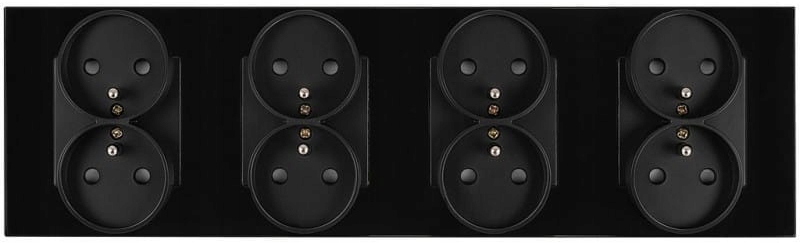 Kontakt Elektrická Zásuvka Se Skleněným Kolíkem FI60 Čtyřnásobná 4x2 Černá