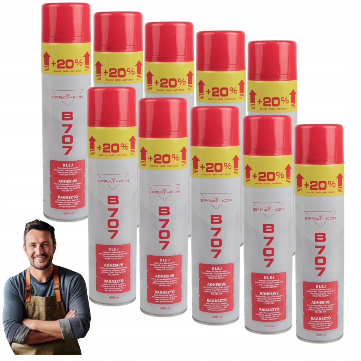 Kontaktné lepidlo v spreji Spray-kon B707 600ml 10 kusov