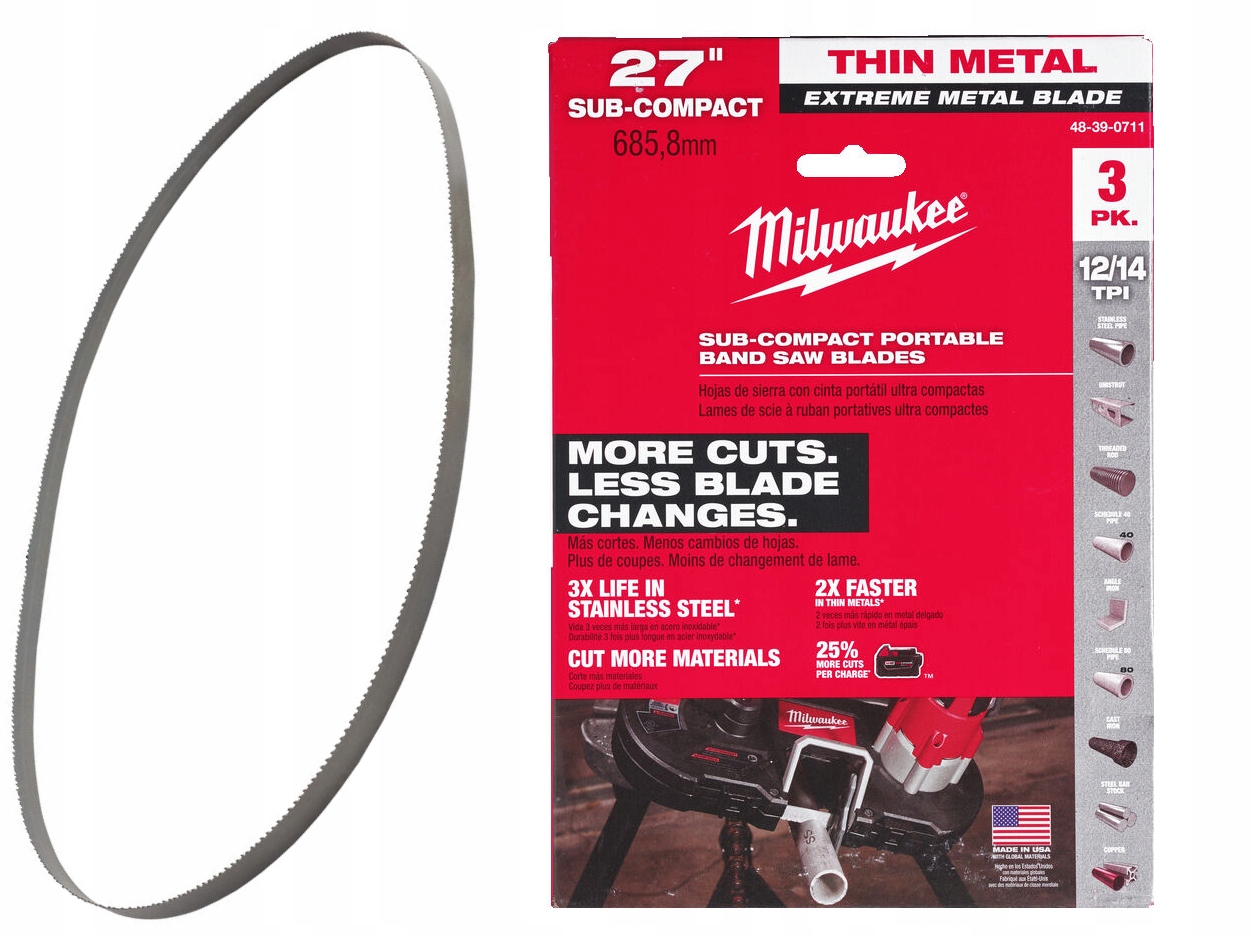 Brzeszczot piły taśmowej 687.57X12/14 Milwaukee 48 3 sztuki 48390711