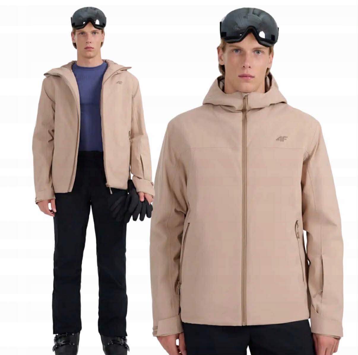 Lyžařská Bunda 4F Pánská Zimní JAM0787 Membrána 5000 Lyže Béžová vel. L