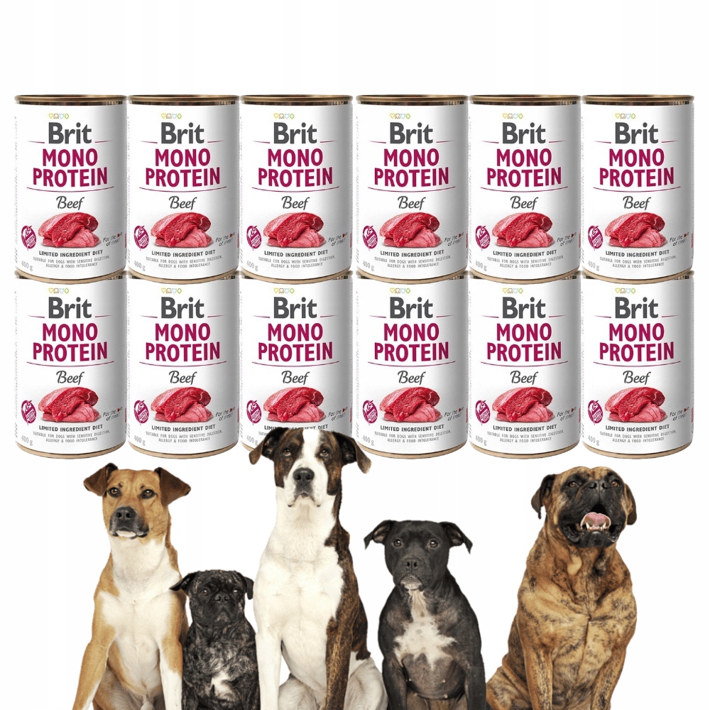 Levně Vlhké Krmivo pro psy Brit Care Mono Protein s hovězím masem 400 g*12 Ks