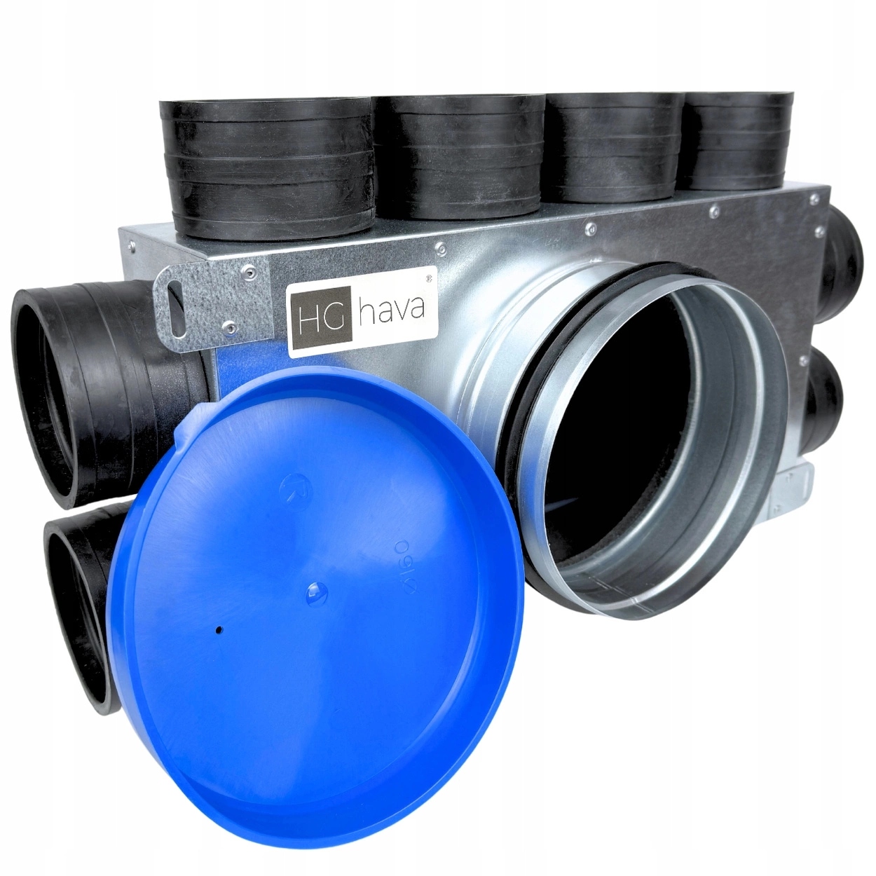 Rozdeľovacia skrinka pre rozdeľovač ventilačného potrubia fi 160 8x75 mm, plochá