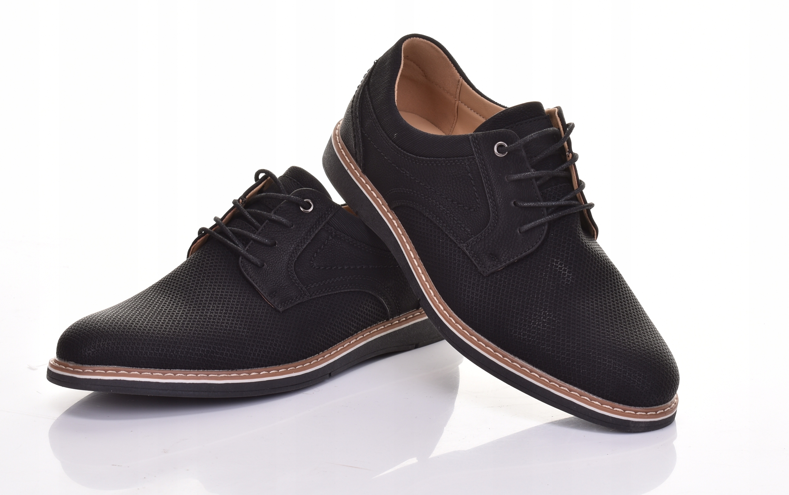 Półbuty Męskie Buty Wizytowe Klasyczne Czarne Klasyczne