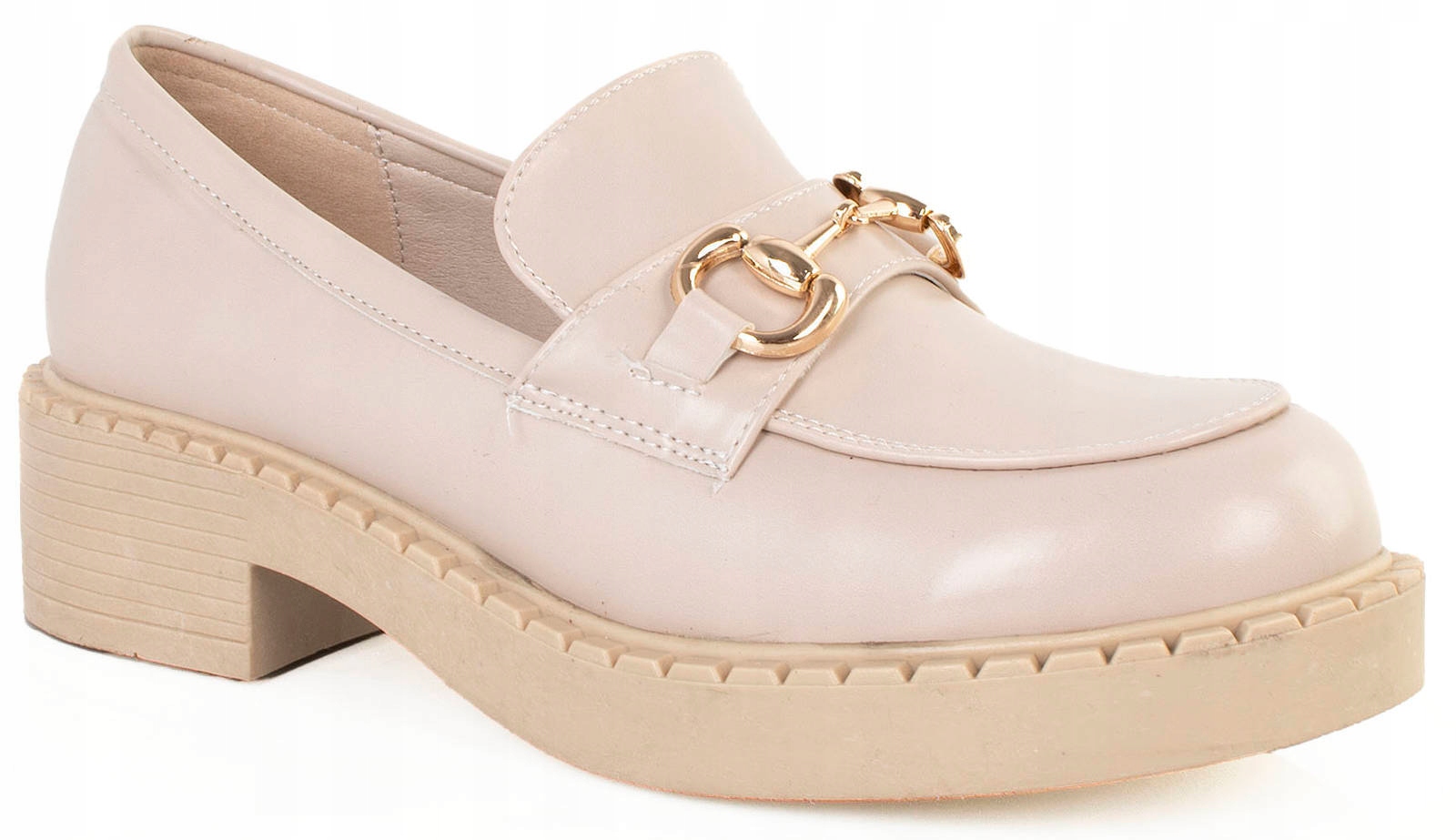 6464 BEŻOWE MOKASYNY PÓŁBUTY PLATFORMA ŁAŃCUCH 41 Materiał podeszwy inny