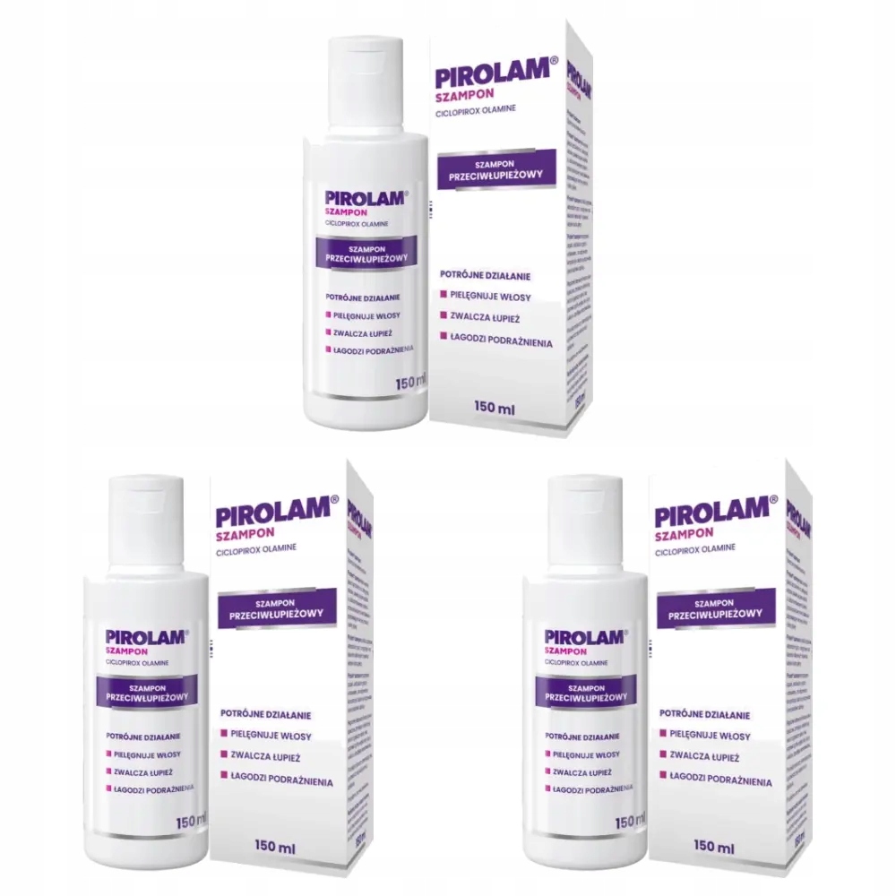 3x Pirolam, szampon przeciwłupieżowy z cyklopiroksolaminą, 150 ml
