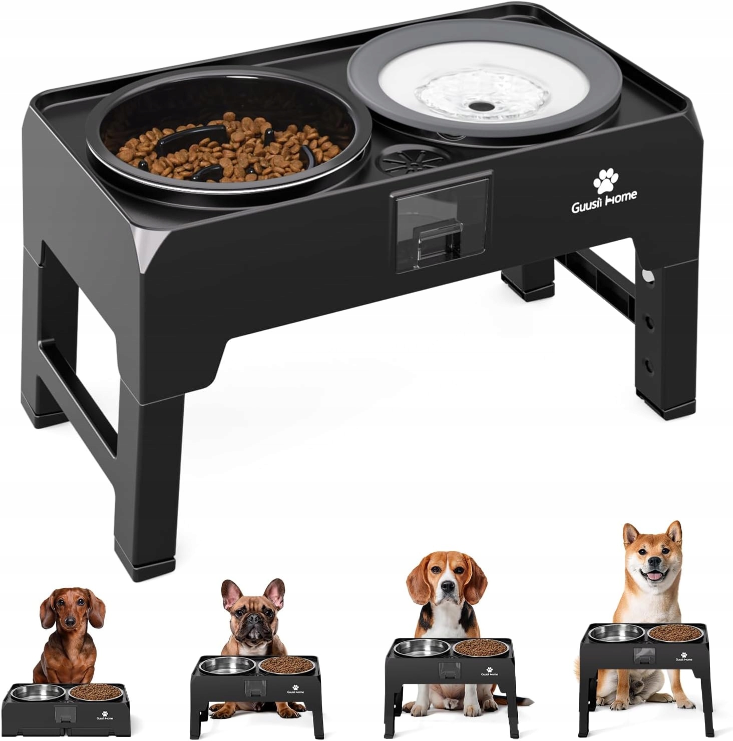 Levně Guusii Home vyvýšená miska pro psa 2x2000 ml, nastavitelný stojan