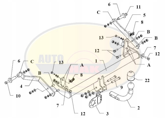 HAK HOLOWNICZY + 7 PIN RENAULT MEGANE I 1999-2002 Producent Auto-hak