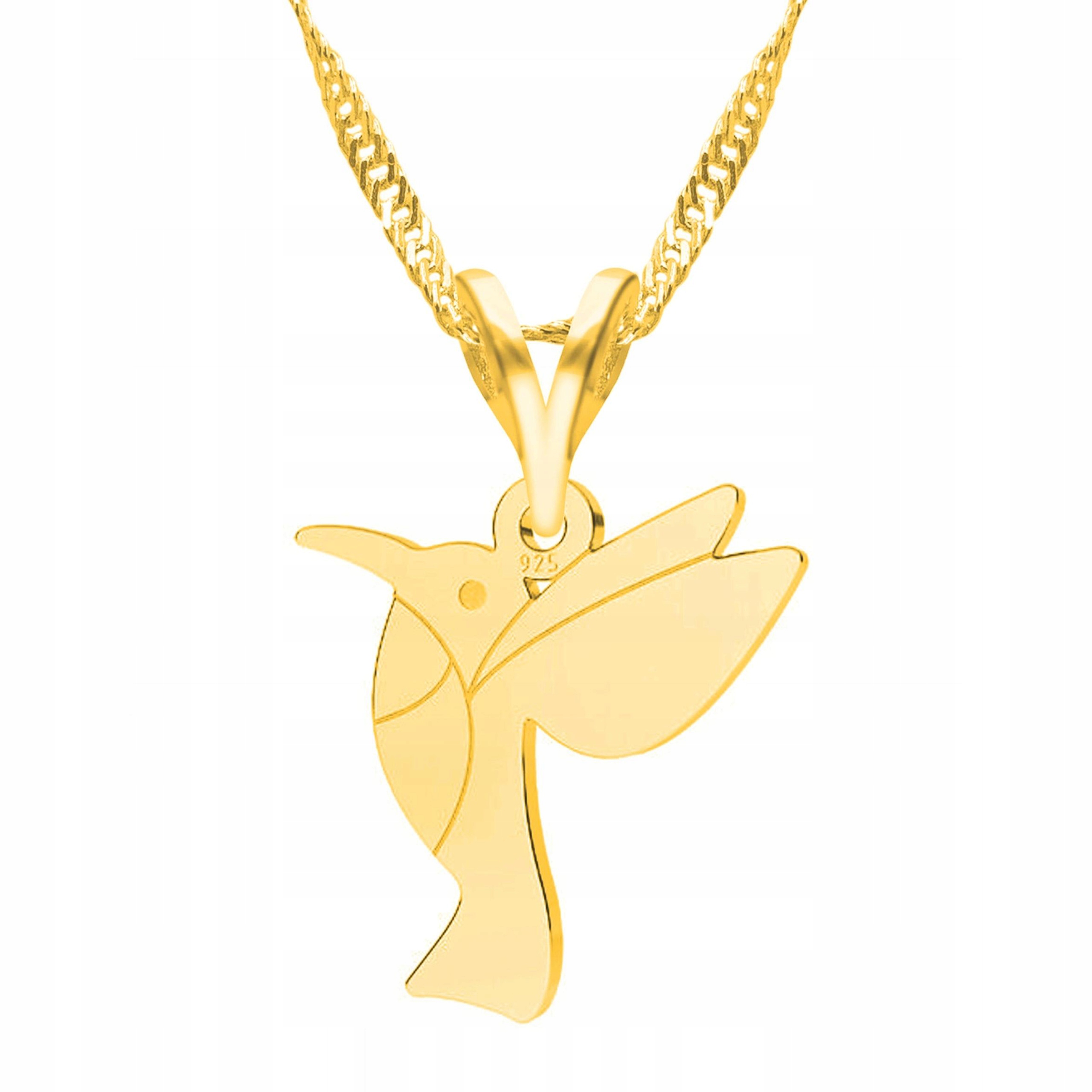 Zlatý náhrdelník s kolibříkem Pták Kolibřík Bird Ptáček Vlaštovka Stříbro 925