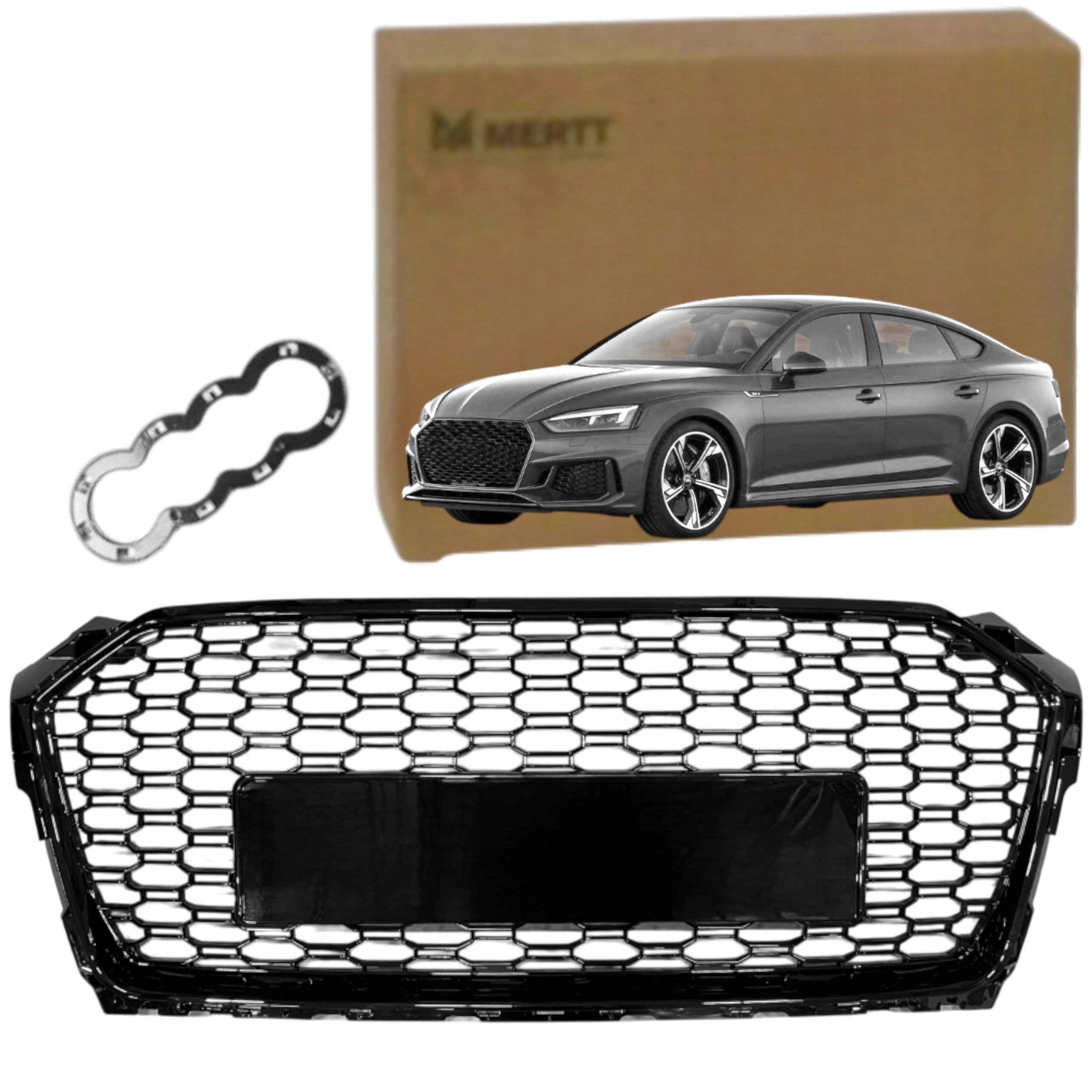 Audi A5 2016-2020 Atrapa Chladiče Grill Rs Look Přední Černá Medová Plástev