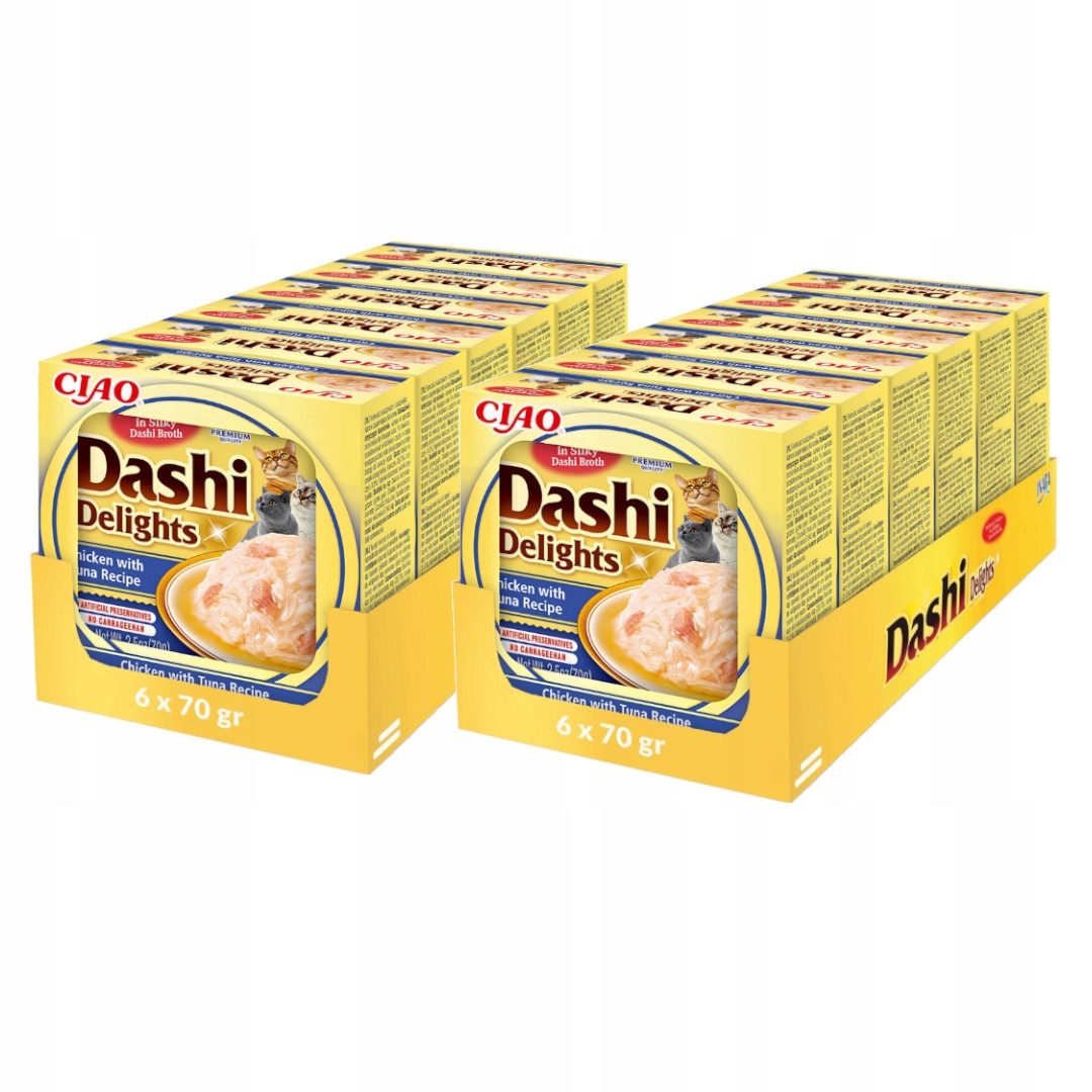 Inaba Cat Dashi Delights 12x70g Krmivo pro kočky s kuřecím masem a tuňákem