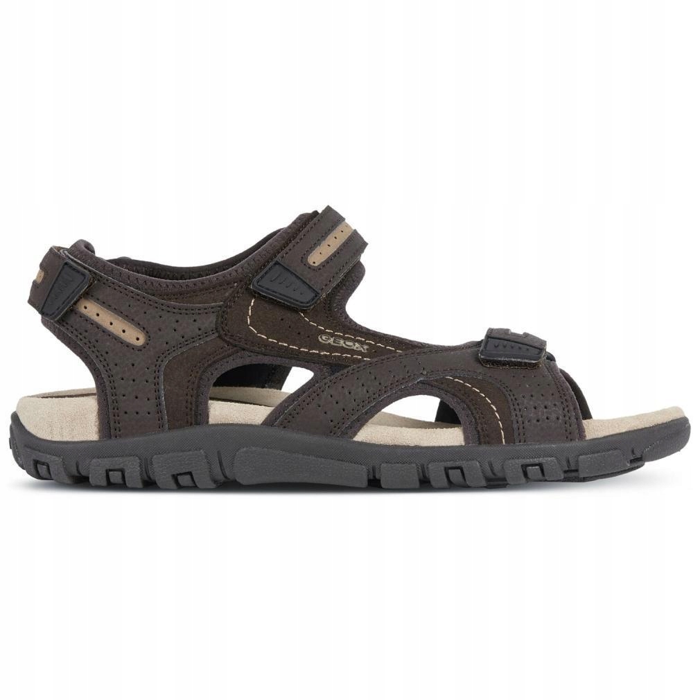 Geox Tmavě hnědé pánské sandály Geox Uomo Sandal Strada
