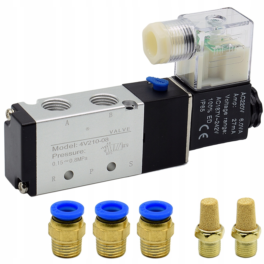 

Elektrozawór Cewka Siłowników 5/2 1/4 Złączki 230V