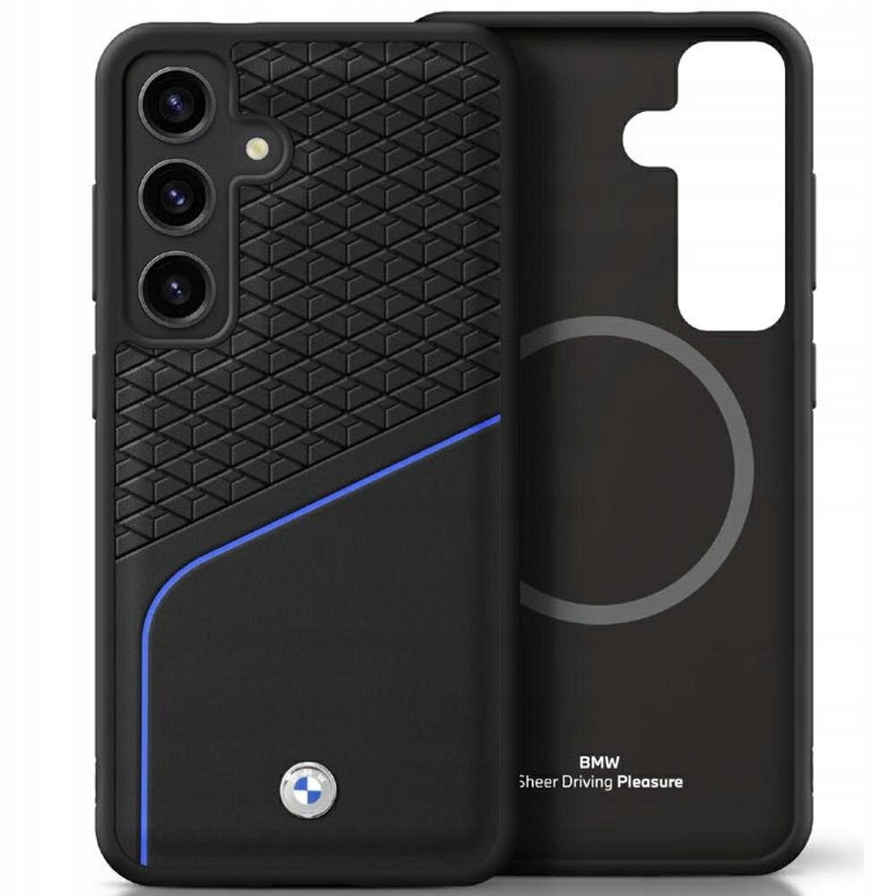 Etui Bmw Leather Textured and Smooth MagSafe do Samsung Galaxy S25 czarny